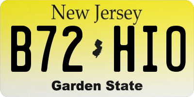 NJ license plate B72HIO