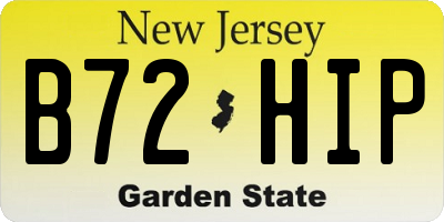NJ license plate B72HIP