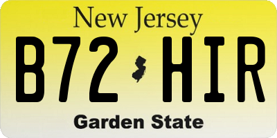 NJ license plate B72HIR