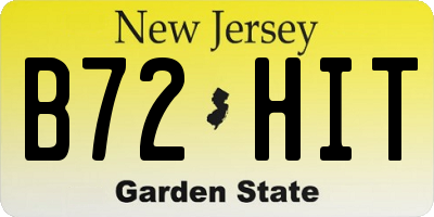 NJ license plate B72HIT