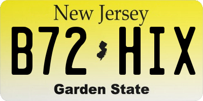 NJ license plate B72HIX