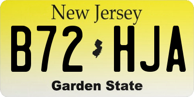 NJ license plate B72HJA