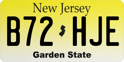 NJ license plate B72HJE