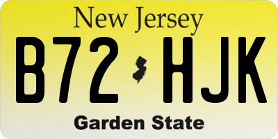 NJ license plate B72HJK