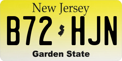 NJ license plate B72HJN