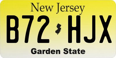 NJ license plate B72HJX