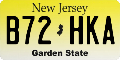 NJ license plate B72HKA