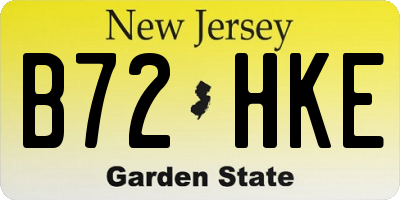 NJ license plate B72HKE