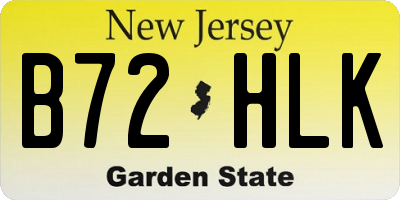 NJ license plate B72HLK