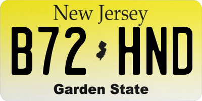 NJ license plate B72HND
