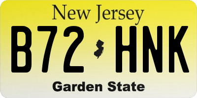 NJ license plate B72HNK
