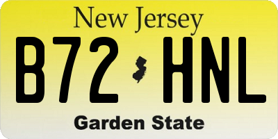 NJ license plate B72HNL