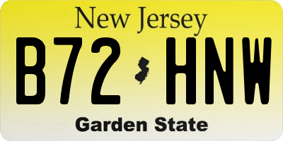 NJ license plate B72HNW