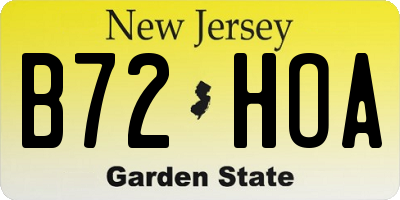 NJ license plate B72HOA