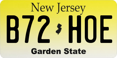 NJ license plate B72HOE