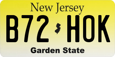 NJ license plate B72HOK