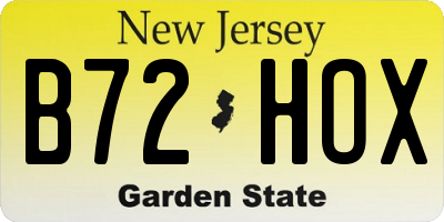 NJ license plate B72HOX
