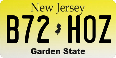 NJ license plate B72HOZ