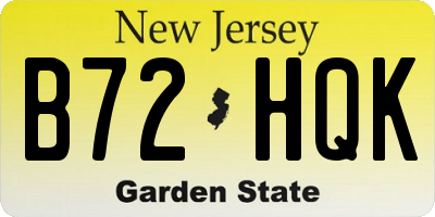 NJ license plate B72HQK