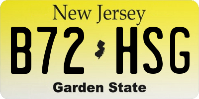 NJ license plate B72HSG