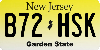 NJ license plate B72HSK