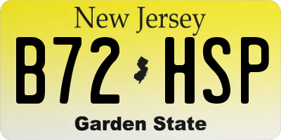 NJ license plate B72HSP