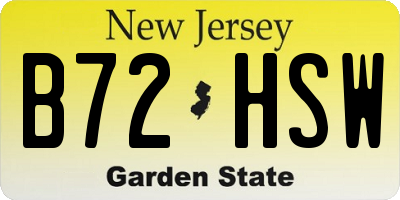 NJ license plate B72HSW