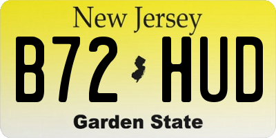 NJ license plate B72HUD