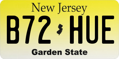 NJ license plate B72HUE