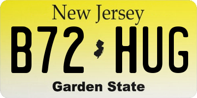 NJ license plate B72HUG