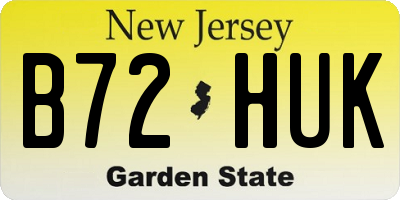 NJ license plate B72HUK