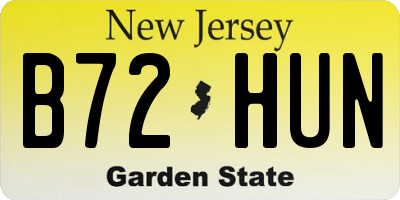 NJ license plate B72HUN