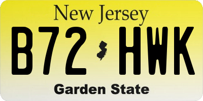 NJ license plate B72HWK
