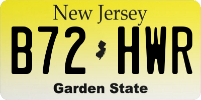 NJ license plate B72HWR