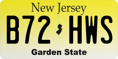 NJ license plate B72HWS