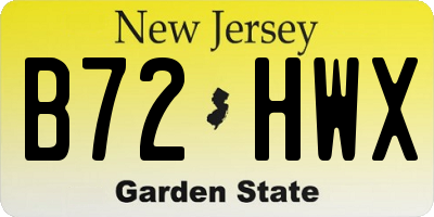 NJ license plate B72HWX
