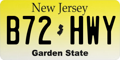 NJ license plate B72HWY