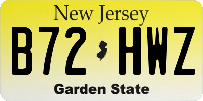 NJ license plate B72HWZ