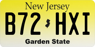 NJ license plate B72HXI