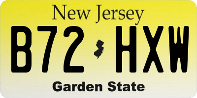 NJ license plate B72HXW