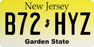 NJ license plate B72HYZ