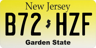NJ license plate B72HZF
