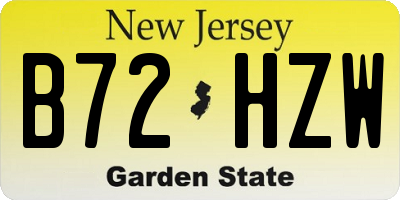 NJ license plate B72HZW