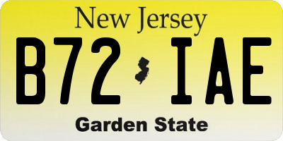 NJ license plate B72IAE