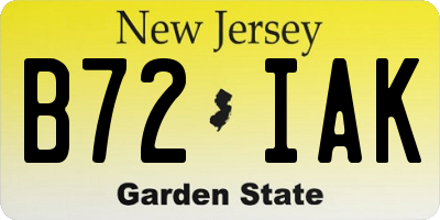 NJ license plate B72IAK