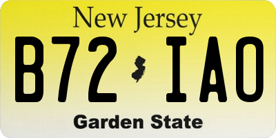 NJ license plate B72IAO