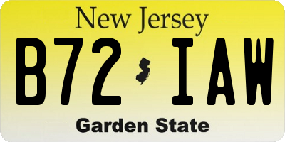 NJ license plate B72IAW