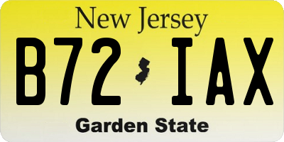 NJ license plate B72IAX