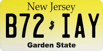 NJ license plate B72IAY