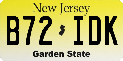 NJ license plate B72IDK